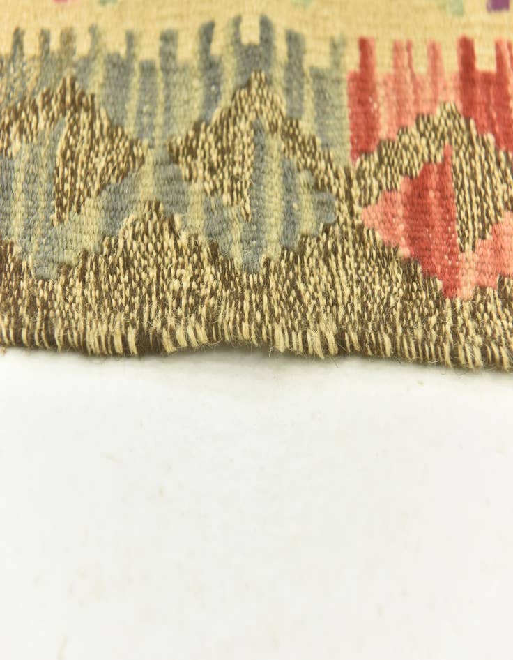 Detail image of  3' 4 x 6' 4  Hand Woven Kilim Maymana Wool Runner Rug