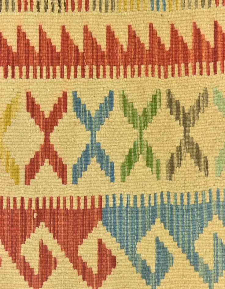Detail image of  3' 4 x 6' 5  Hand Woven Kilim Maymana Wool Runner Rug