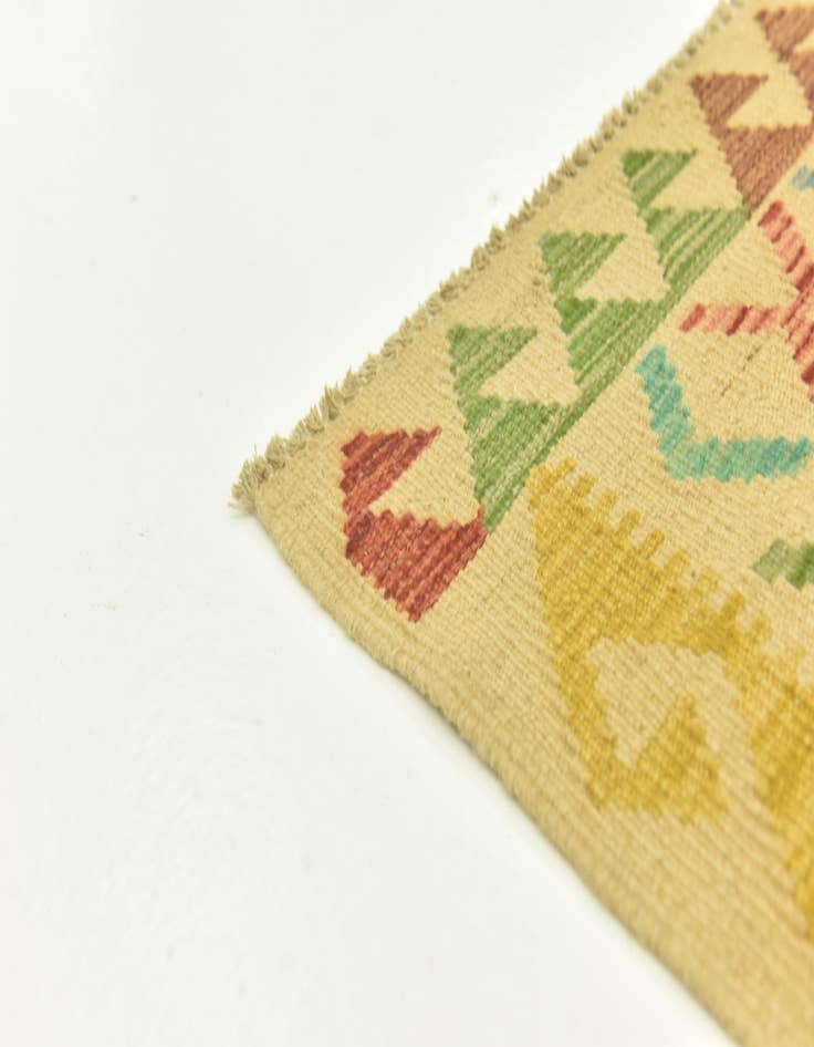 Detail image of  3' 4 x 6' 5  Hand Woven Kilim Maymana Wool Runner Rug