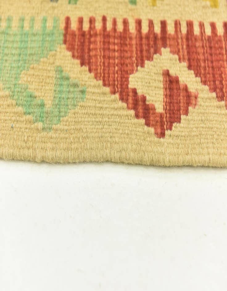 Detail image of  3' 4 x 6' 5  Hand Woven Kilim Maymana Wool Runner Rug