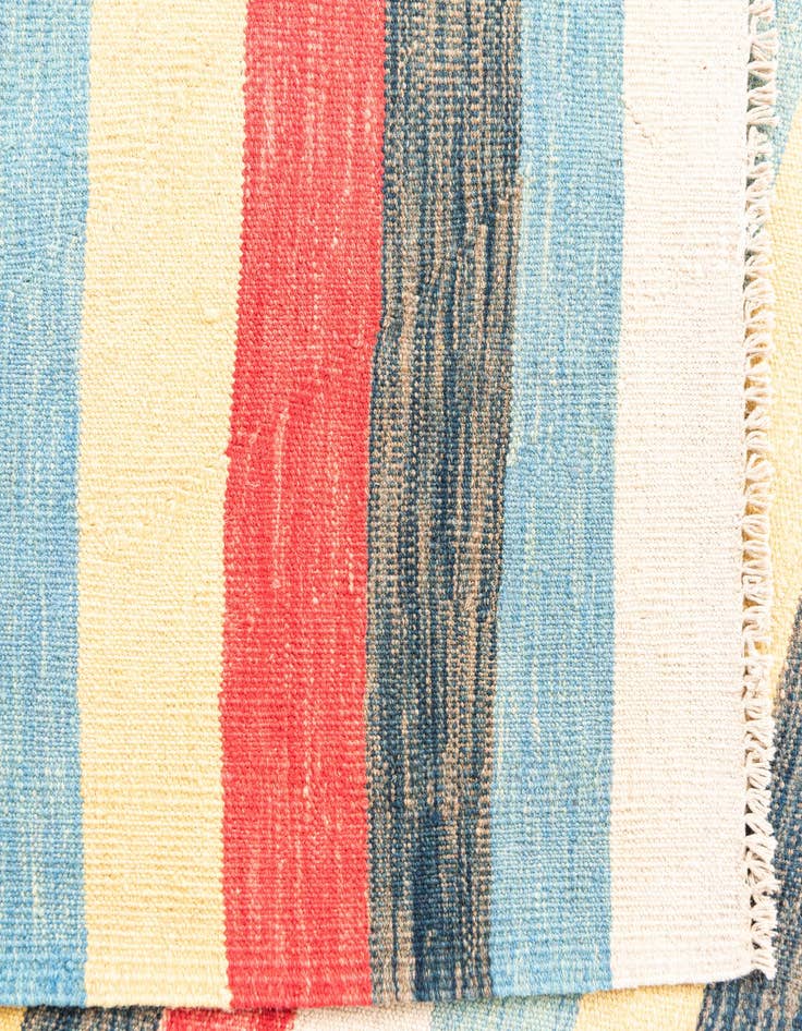 Detail image of  3' 2 x 6' 5  Hand Woven Kilim Maymana Wool Runner Rug
