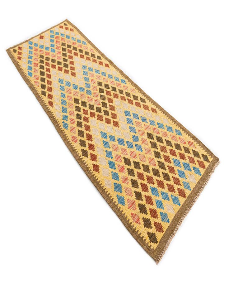 Detail image of  2' 6 x 6' 5  Hand Woven Kilim Maymana Wool Runner Rug