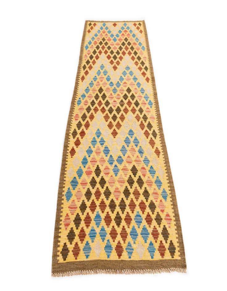 Detail image of  2' 6 x 6' 5  Hand Woven Kilim Maymana Wool Runner Rug