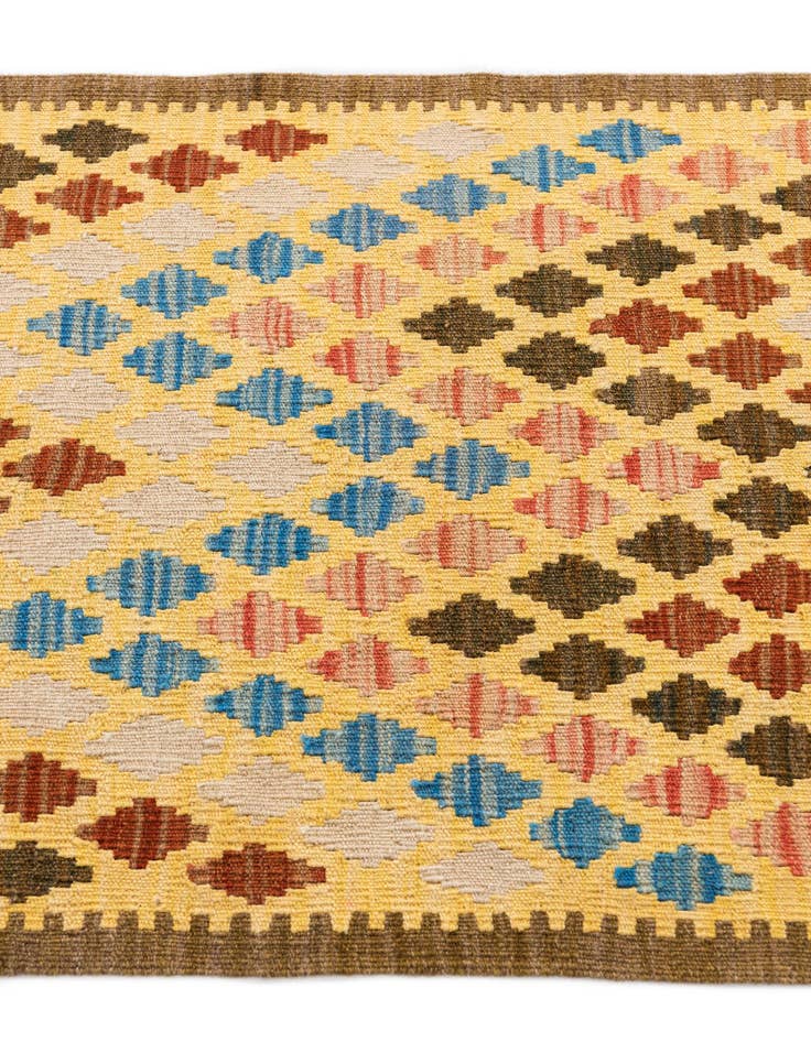 Detail image of  2' 6 x 6' 5  Hand Woven Kilim Maymana Wool Runner Rug