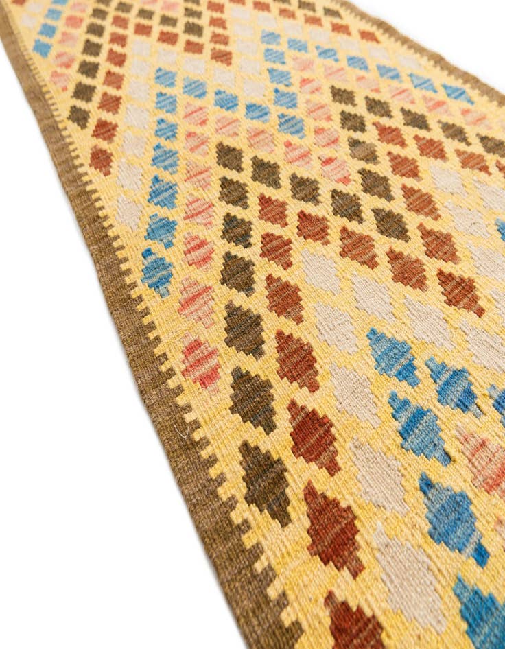 Detail image of  2' 6 x 6' 5  Hand Woven Kilim Maymana Wool Runner Rug