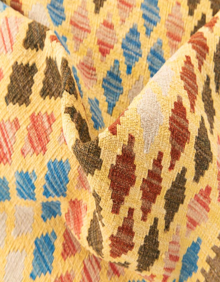 Detail image of  2' 6 x 6' 5  Hand Woven Kilim Maymana Wool Runner Rug