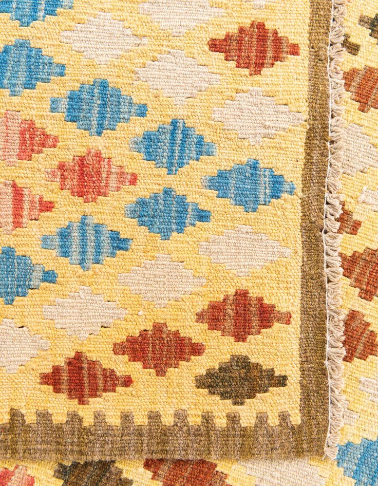 Detail image of  2' 6 x 6' 5  Hand Woven Kilim Maymana Wool Runner Rug