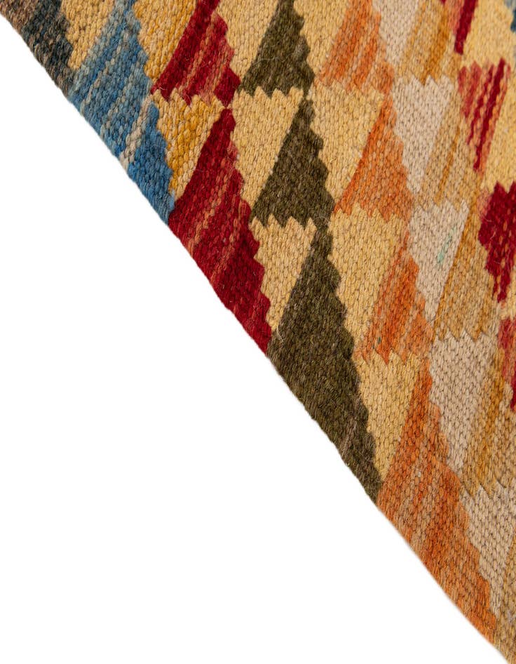 Detail image of  3' x 15' 10  Hand Woven Kilim Maymana Wool Runner Rug