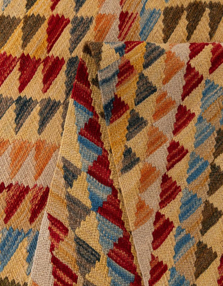 Detail image of  3' x 15' 10  Hand Woven Kilim Maymana Wool Runner Rug