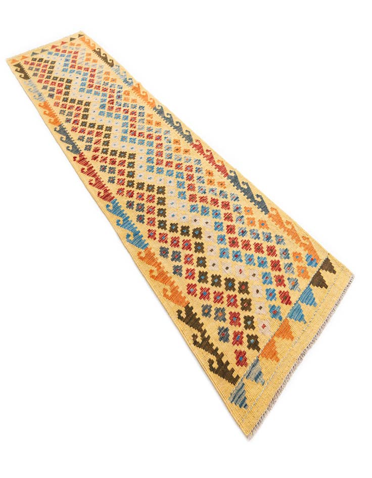 Detail image of  2' 9 x 9' 10  Hand Woven Kilim Maymana Wool Runner Rug