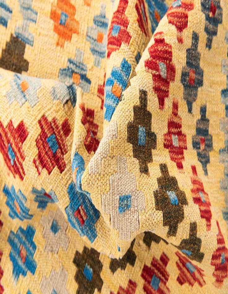 Detail image of  2' 9 x 9' 10  Hand Woven Kilim Maymana Wool Runner Rug