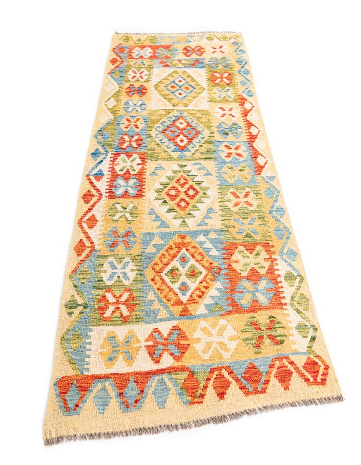 Detail image of  3' 4 x 6' 8  Hand Woven Kilim Maymana Wool Runner Rug