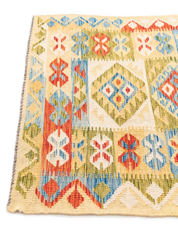 Detail image of  3' 4 x 6' 8  Hand Woven Kilim Maymana Wool Runner Rug