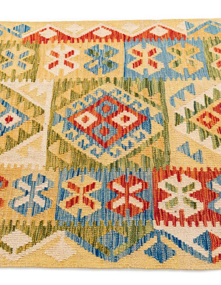 Detail image of  3' 4 x 6' 8  Hand Woven Kilim Maymana Wool Runner Rug