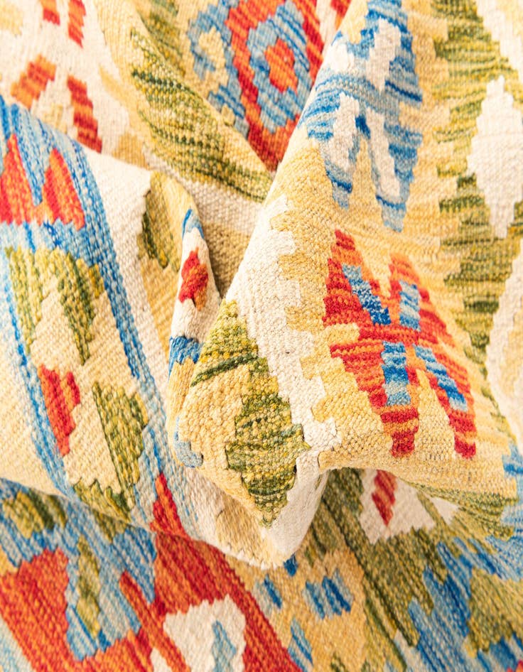 Detail image of  3' 4 x 6' 8  Hand Woven Kilim Maymana Wool Runner Rug