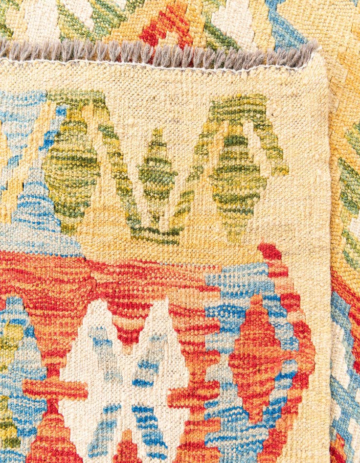 Detail image of  3' 4 x 6' 8  Hand Woven Kilim Maymana Wool Runner Rug