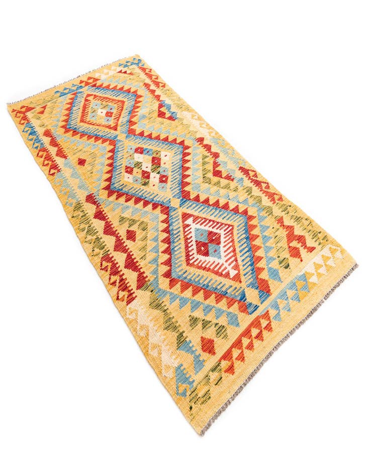 Detail image of  3' 5 x 6' 8  Hand Woven Kilim Maymana Wool Runner Rug