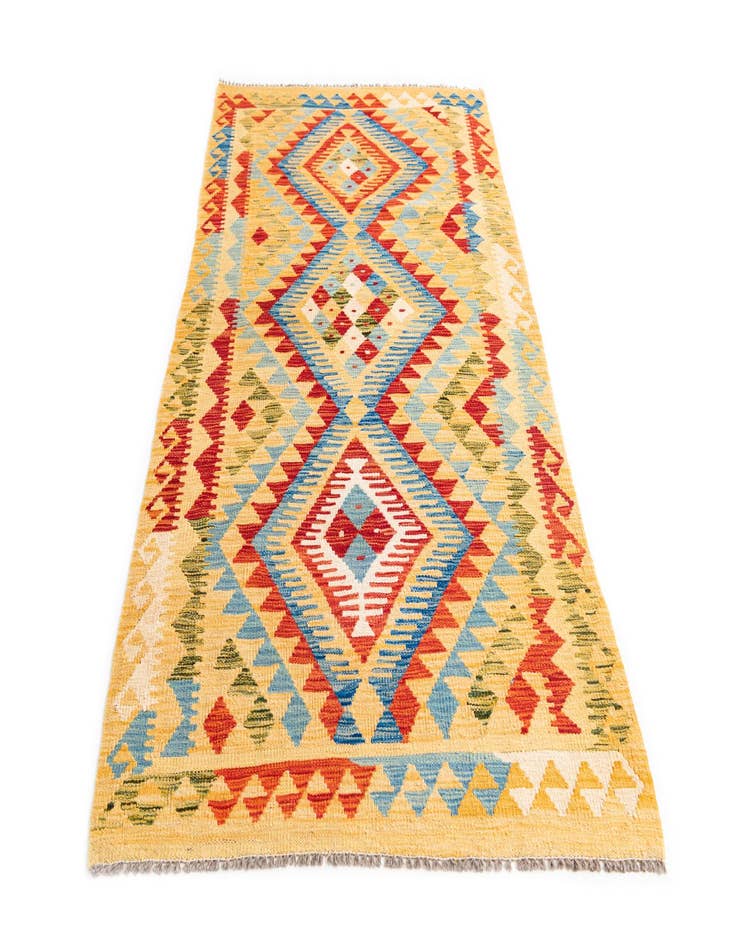 Detail image of  3' 5 x 6' 8  Hand Woven Kilim Maymana Wool Runner Rug