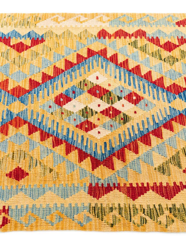 Detail image of  3' 5 x 6' 8  Hand Woven Kilim Maymana Wool Runner Rug