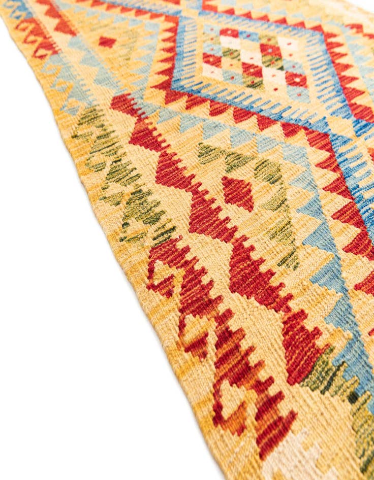 Detail image of  3' 5 x 6' 8  Hand Woven Kilim Maymana Wool Runner Rug