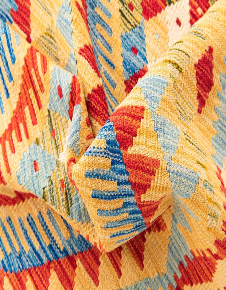 Detail image of  3' 5 x 6' 8  Hand Woven Kilim Maymana Wool Runner Rug
