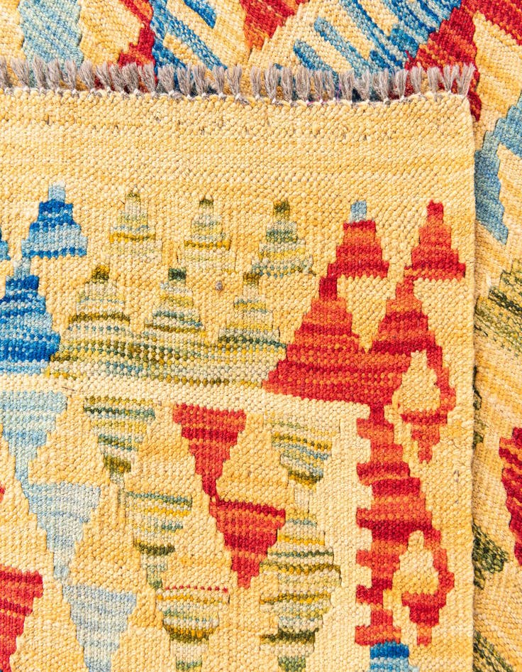 Detail image of  3' 5 x 6' 8  Hand Woven Kilim Maymana Wool Runner Rug