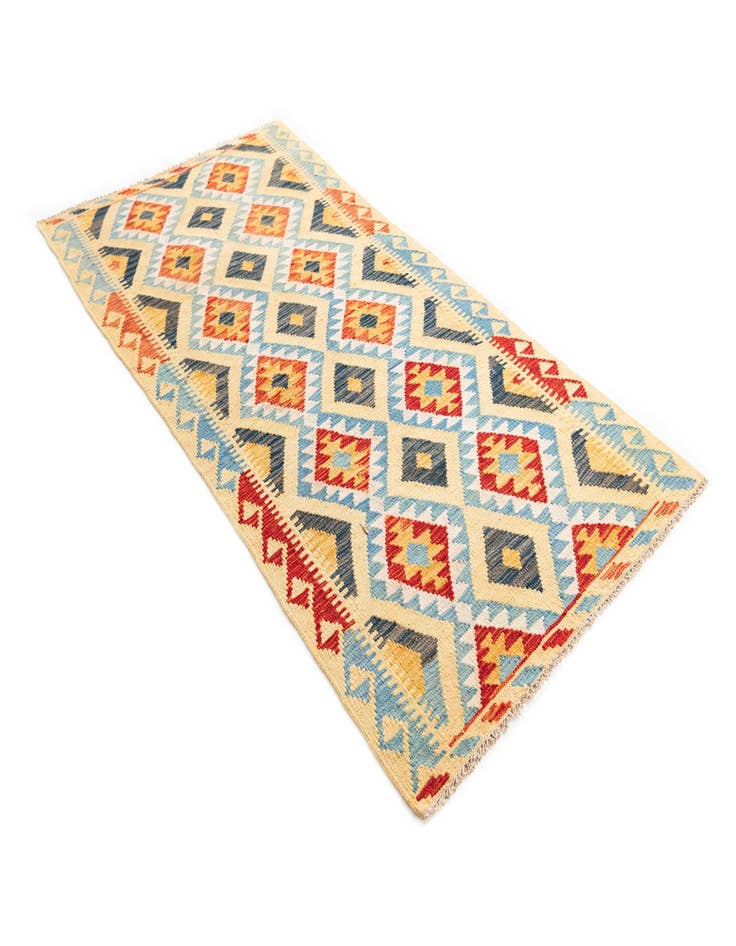 Detail image of  3' 3 x 6' 8  Hand Woven Kilim Maymana Wool Runner Rug