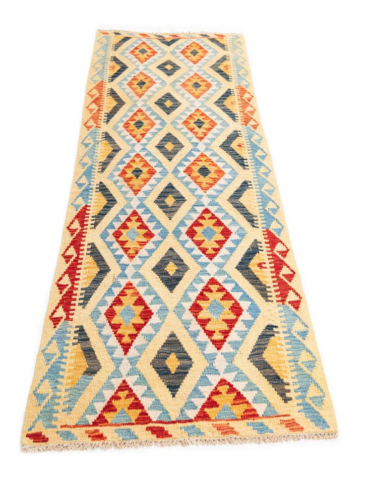 Detail image of  3' 3 x 6' 8  Hand Woven Kilim Maymana Wool Runner Rug