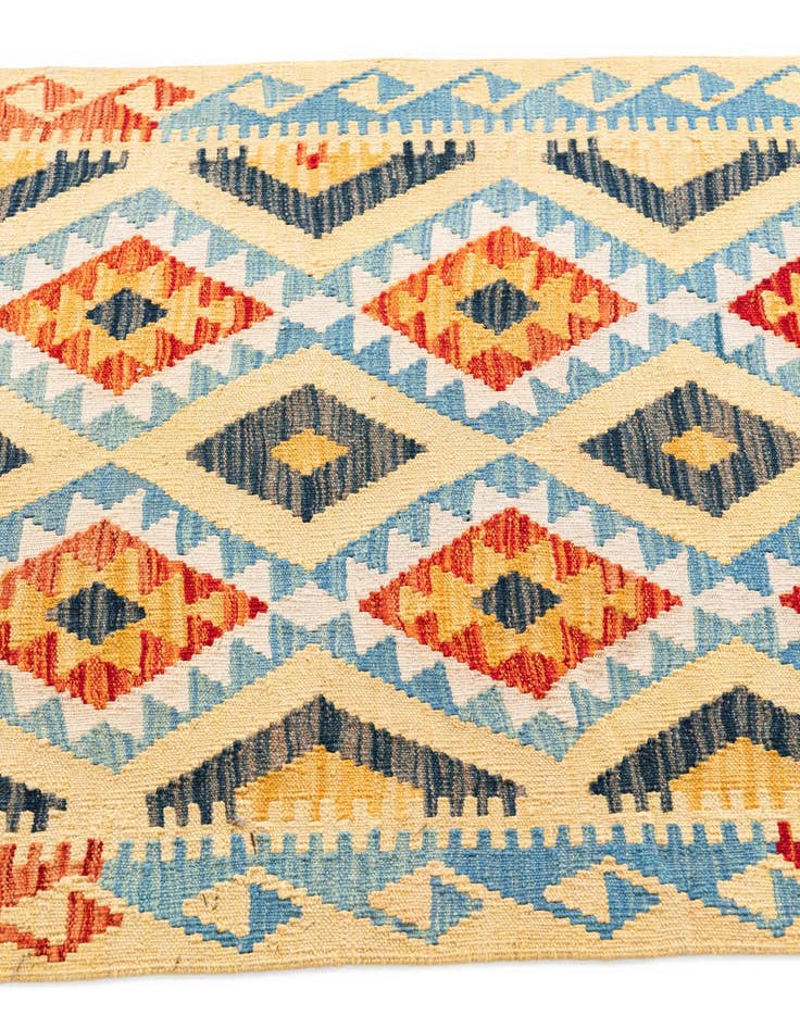 Detail image of  3' 3 x 6' 8  Hand Woven Kilim Maymana Wool Runner Rug
