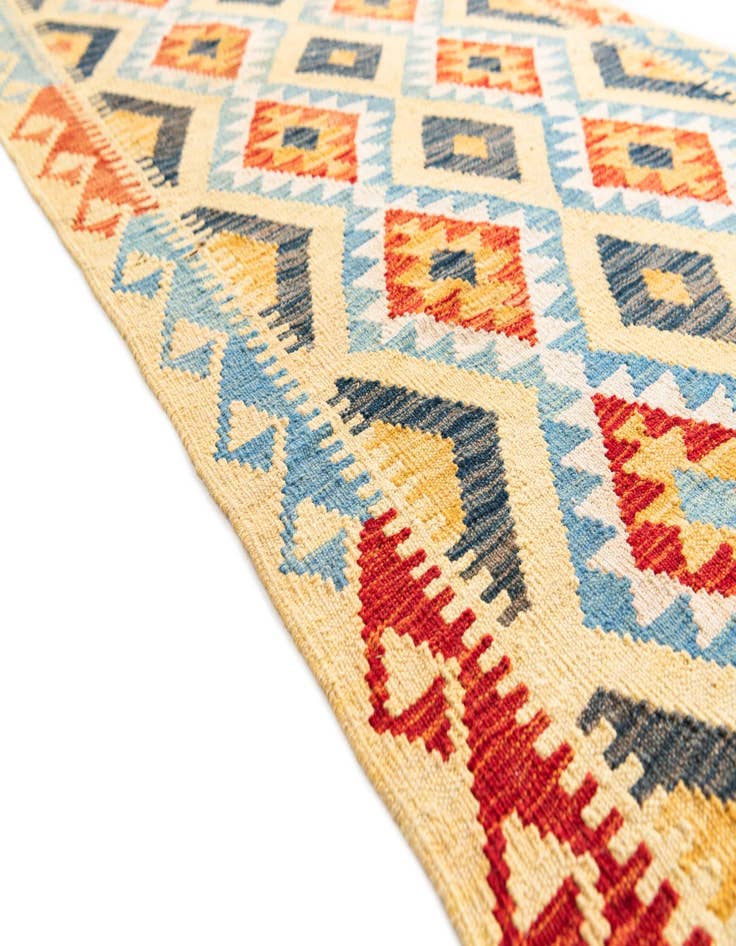Detail image of  3' 3 x 6' 8  Hand Woven Kilim Maymana Wool Runner Rug