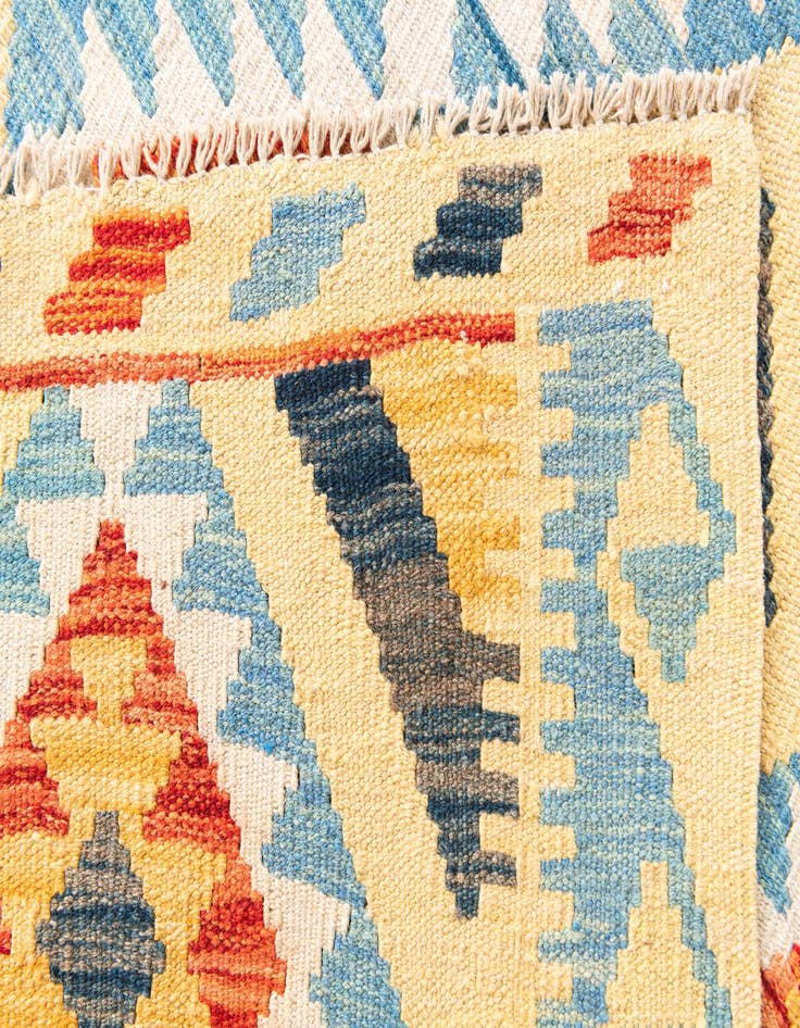 Detail image of  3' 3 x 6' 8  Hand Woven Kilim Maymana Wool Runner Rug