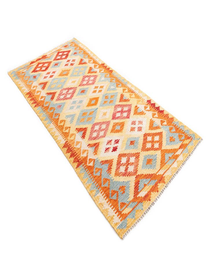 Detail image of  3' 3 x 6' 6  Hand Woven Kilim Maymana Wool Runner Rug