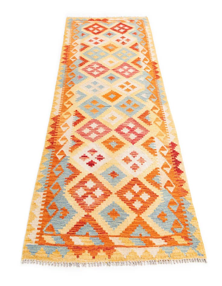 Detail image of  3' 3 x 6' 6  Hand Woven Kilim Maymana Wool Runner Rug