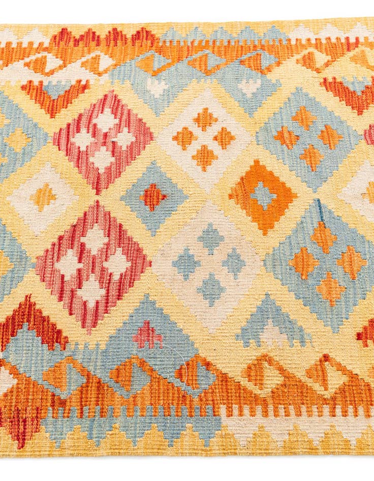 Detail image of  3' 3 x 6' 6  Hand Woven Kilim Maymana Wool Runner Rug