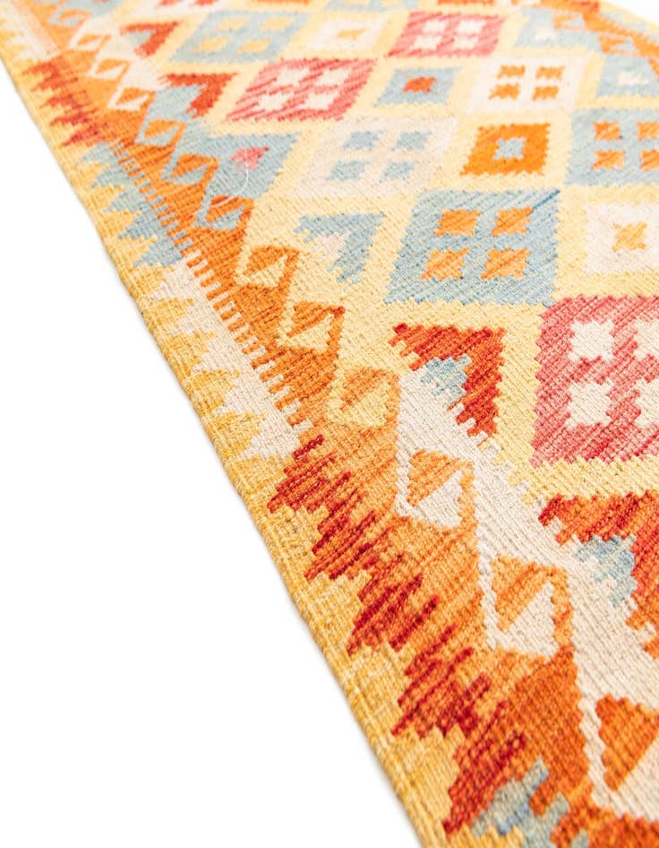 Detail image of  3' 3 x 6' 6  Hand Woven Kilim Maymana Wool Runner Rug