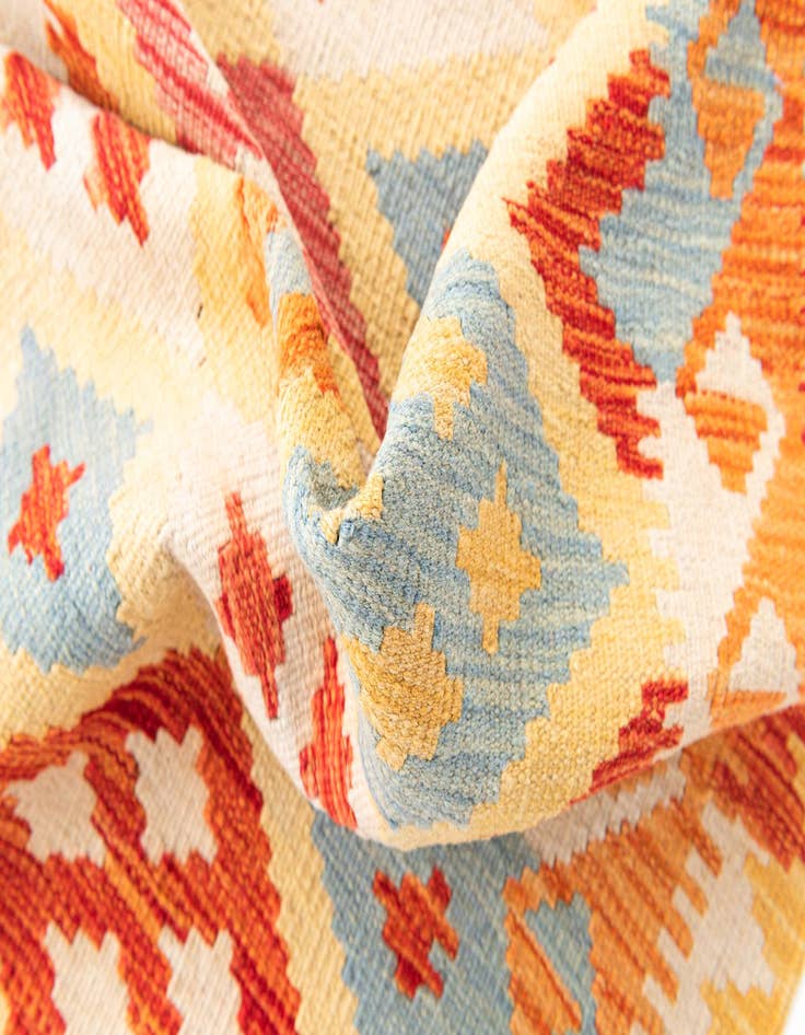 Detail image of  3' 3 x 6' 6  Hand Woven Kilim Maymana Wool Runner Rug