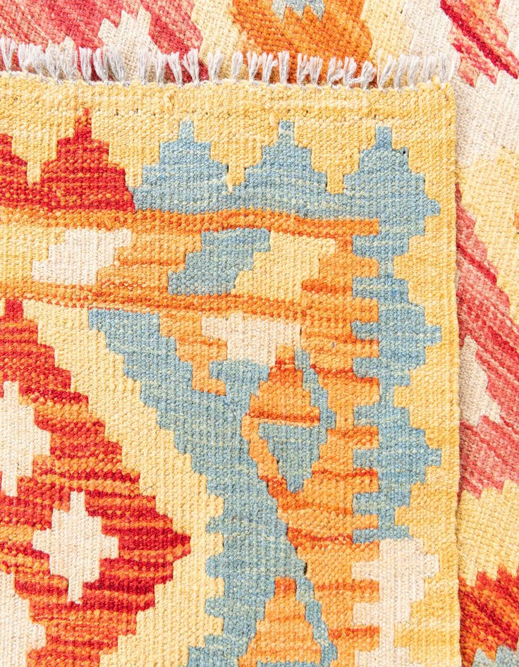 Detail image of  3' 3 x 6' 6  Hand Woven Kilim Maymana Wool Runner Rug