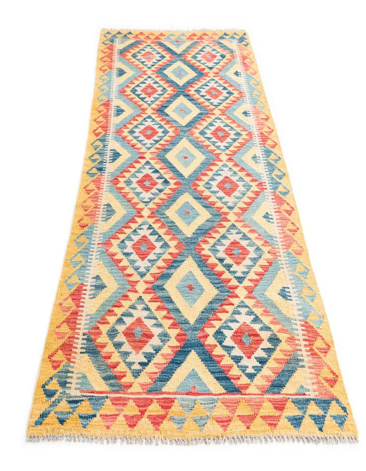Detail image of  3' 5 x 6' 9  Hand Woven Kilim Maymana Wool Runner Rug