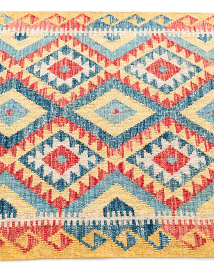 Detail image of  3' 5 x 6' 9  Hand Woven Kilim Maymana Wool Runner Rug