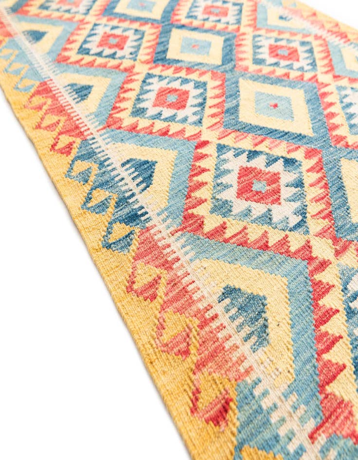 Detail image of  3' 5 x 6' 9  Hand Woven Kilim Maymana Wool Runner Rug