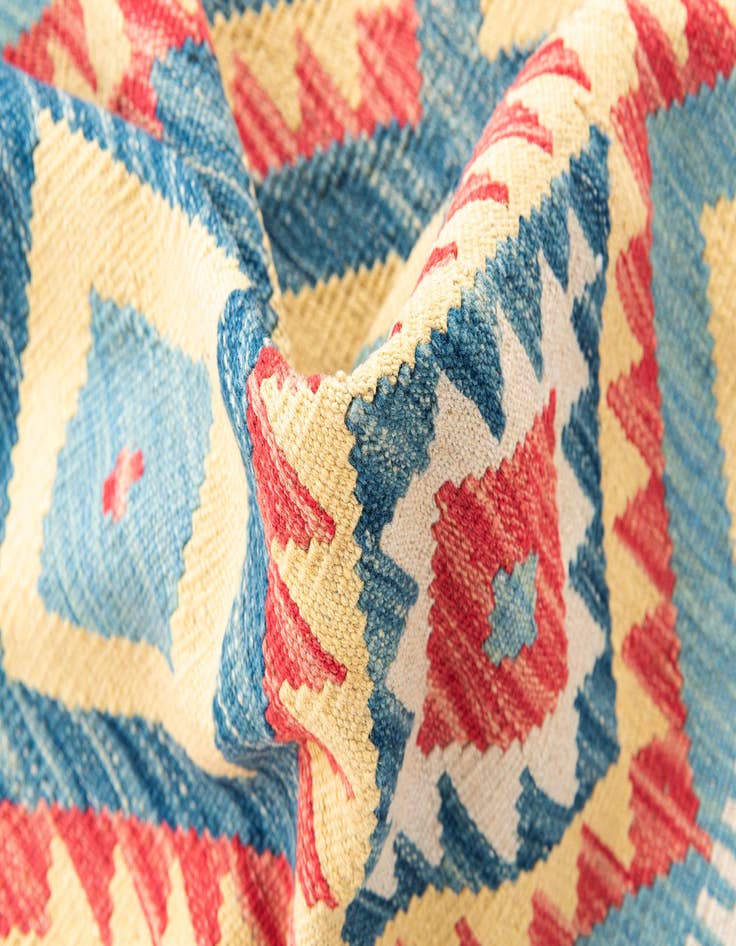Detail image of  3' 5 x 6' 9  Hand Woven Kilim Maymana Wool Runner Rug