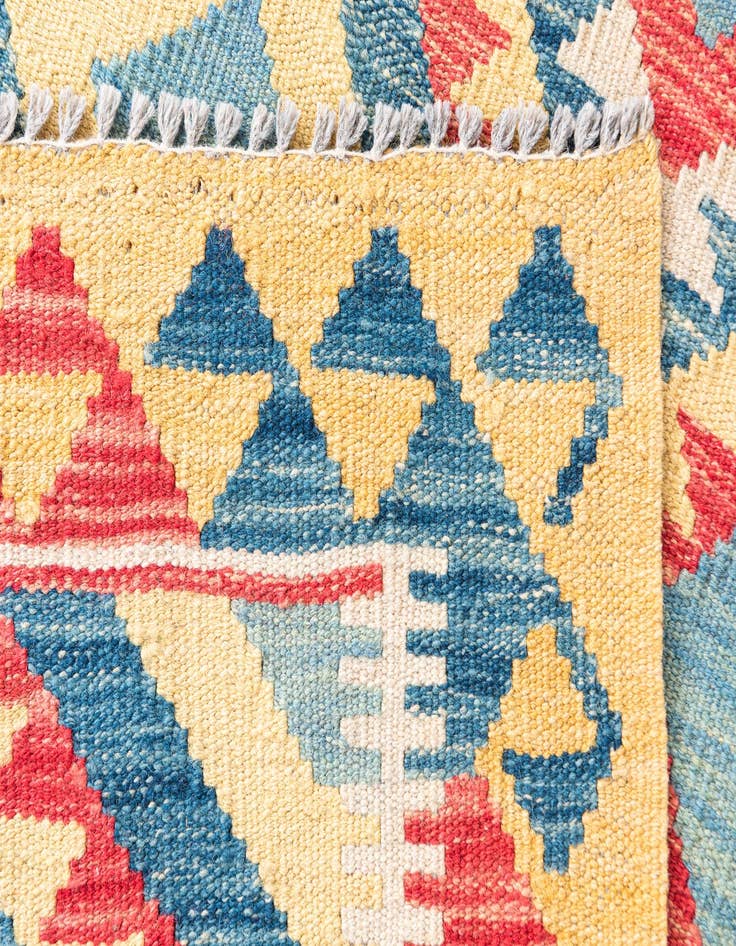 Detail image of  3' 5 x 6' 9  Hand Woven Kilim Maymana Wool Runner Rug