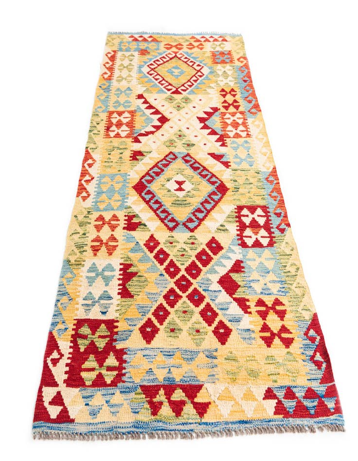 Detail image of  3' 4 x 6' 10  Hand Woven Kilim Maymana Wool Runner Rug