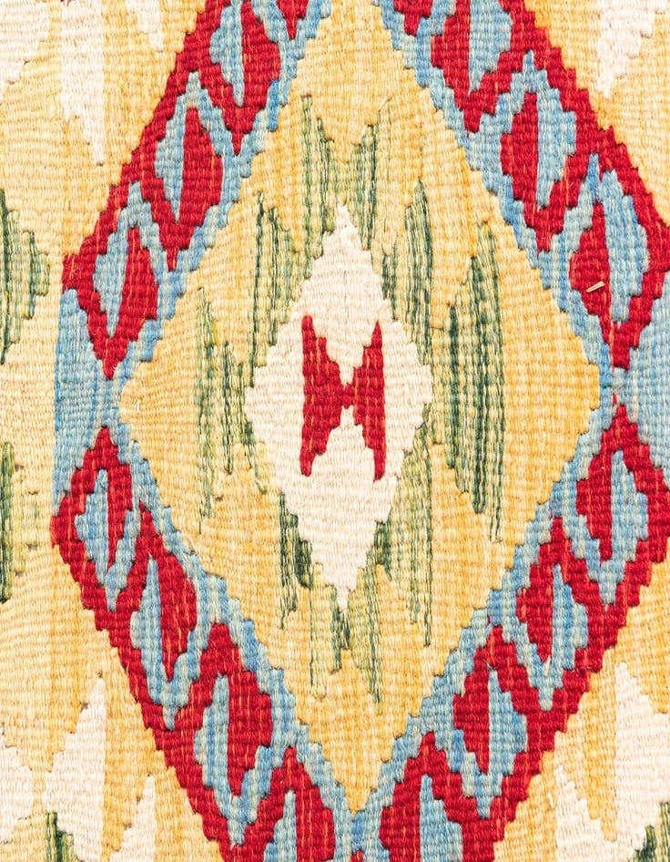 Detail image of  3' 4 x 6' 10  Hand Woven Kilim Maymana Wool Runner Rug