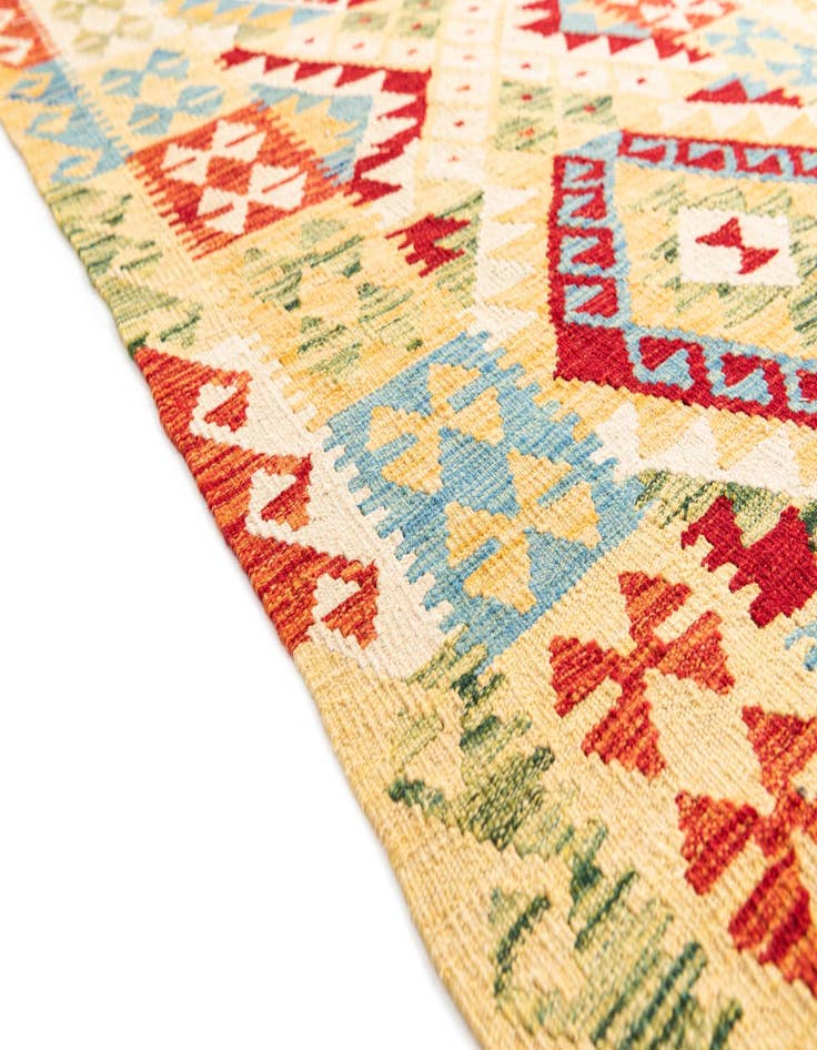 Detail image of  3' 4 x 6' 10  Hand Woven Kilim Maymana Wool Runner Rug