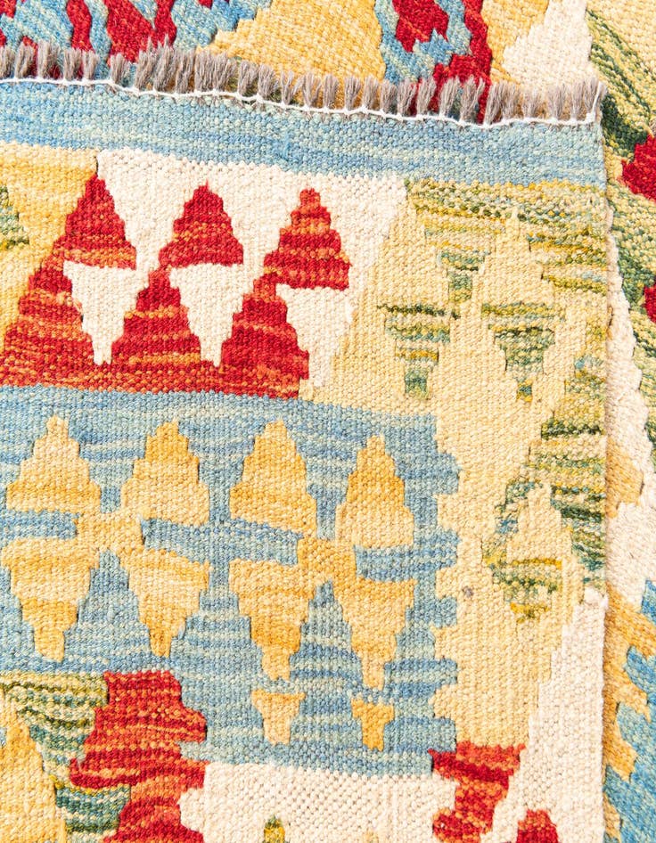 Detail image of  3' 4 x 6' 10  Hand Woven Kilim Maymana Wool Runner Rug
