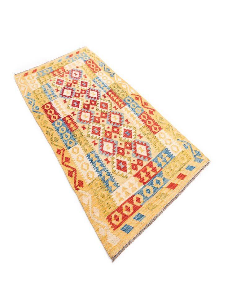 Detail image of  3' 5 x 6' 8  Hand Woven Kilim Maymana Wool Runner Rug