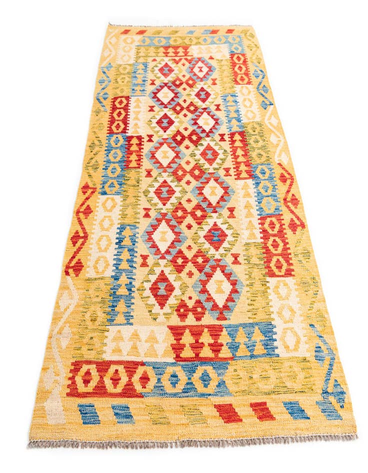 Detail image of  3' 5 x 6' 8  Hand Woven Kilim Maymana Wool Runner Rug