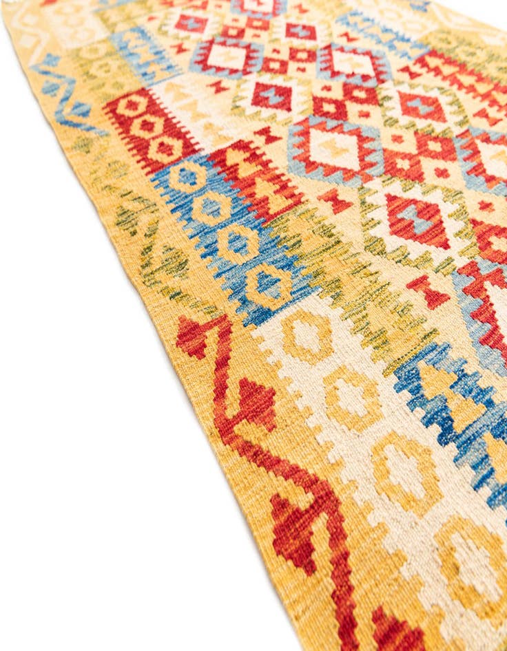 Detail image of  3' 5 x 6' 8  Hand Woven Kilim Maymana Wool Runner Rug