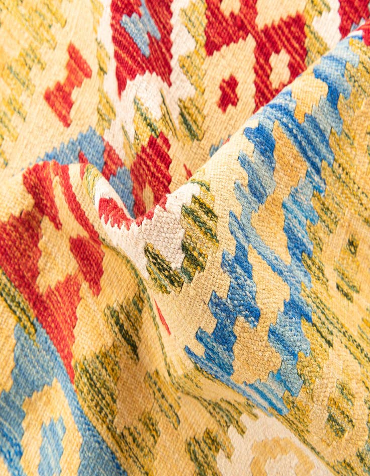 Detail image of  3' 5 x 6' 8  Hand Woven Kilim Maymana Wool Runner Rug